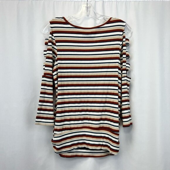 Apt. 9 Womens Sweater Multicolor Stripe Long Ladder Sleeves Scoop Neck M - Picture 2 of 10